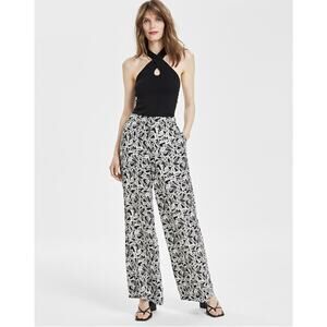 Bar III Women's Side Zip Printed Wide-Leg Pants Kristn Abstract Size 10